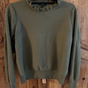 J. Crew green Ruffle Neck Sweater